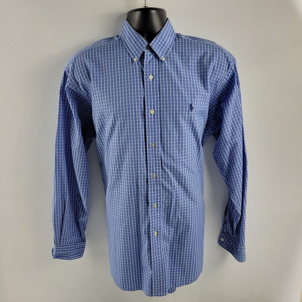 Ralph Lauren Dress shirt blake blue plaid M mens button down